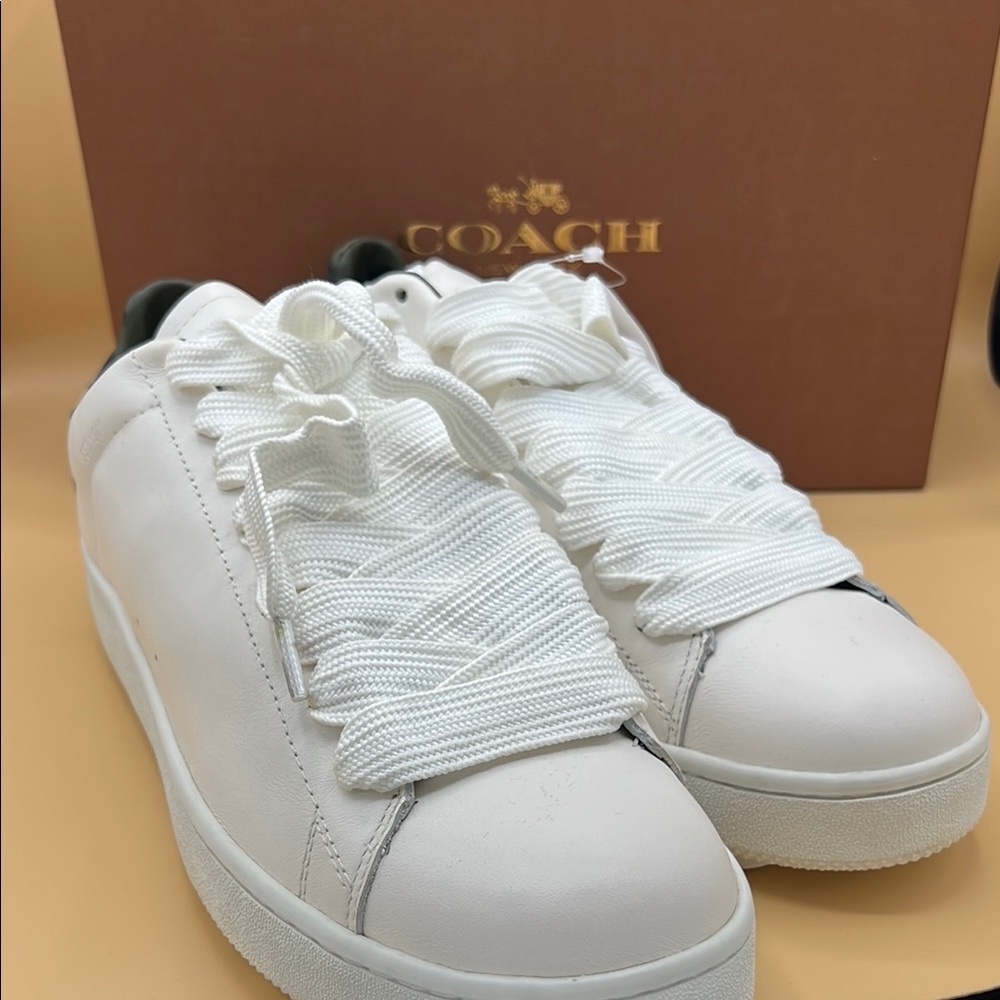 Coach White Sneakers C101 Low Top Sneaker White/Military Camo Size 13 - Picture 1 of 8